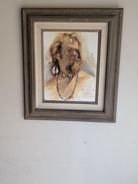 Hand-Painted Portrait Wall Art in Brown and Cream
